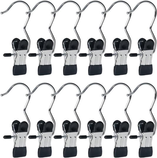 15/30/50Pcs Upgrade Double Head Clamp Dipped Clothespin for Laundry Hooks with Clips, Boot Holder, Hanging Clips, Portable Multifunctional Hangers Single Clip Space Saving for Jeans, Hats (50, Black)