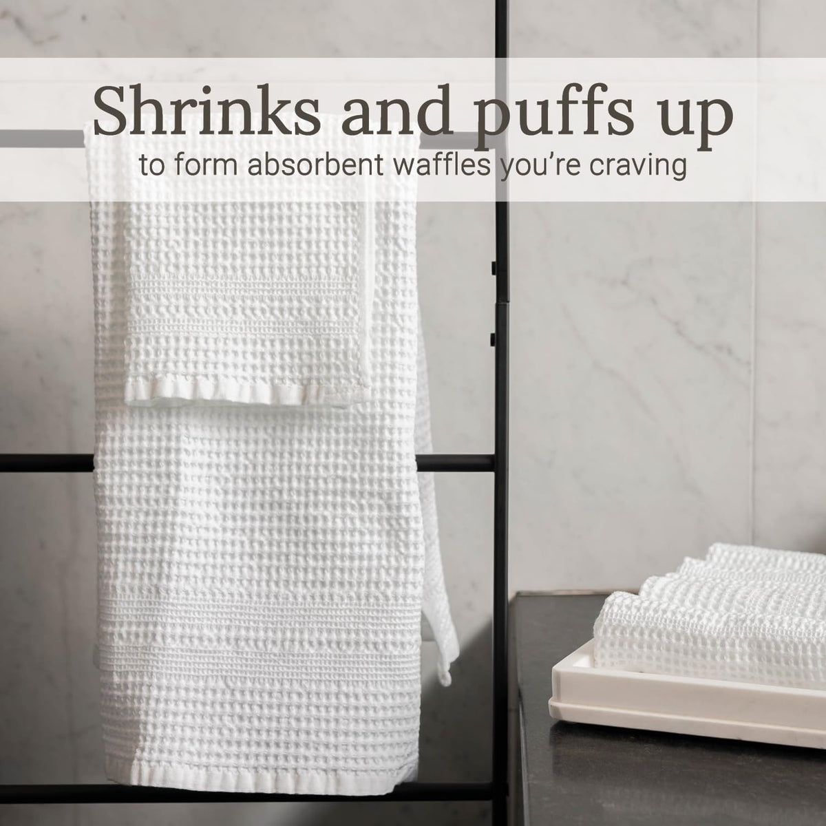 GILDEN TREE Waffle Towels for Bathroom, 100% Cotton Quick Dry Towel, Waffle Bath Towels Large, Absorbent Lightweight Travel Towel, Bath Towels Set of 2, Classic Style (White)