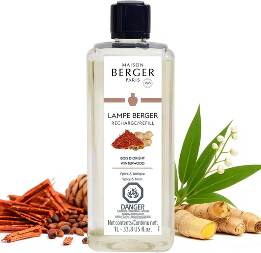 MAISON BERGER - Winterwood Fragrance Refill – 1L for Lampe Berger Diffuser (33.8 Fluid Ounces) Catalytic Air Purifier Refill – Long-Lasting Home Fragrance – Spicy Woody Scent