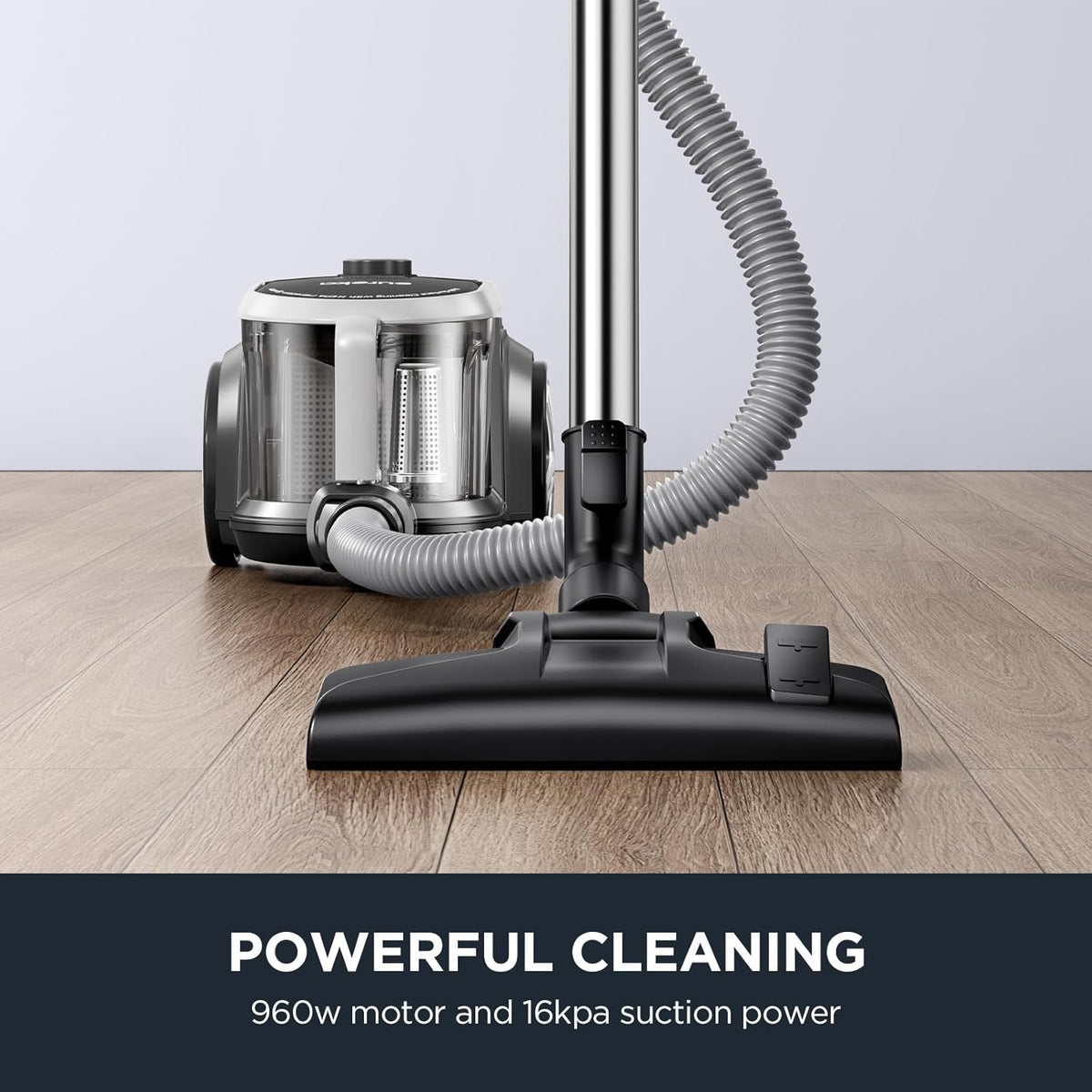 Eureka Bagless Canister Vacuum Cleaner, Lightweight Vac for Carpets and Hard Floors, Silver with Black, NEN180