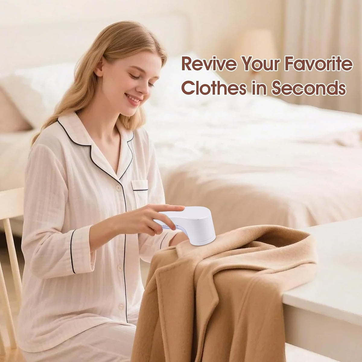 Electric Fabric Shaver, Lint Remover for Clothes, Rechargeable Sweater Shaver to Remove Fuzz and Pill for Sweater, Delicates, Bedding and Couch (White)