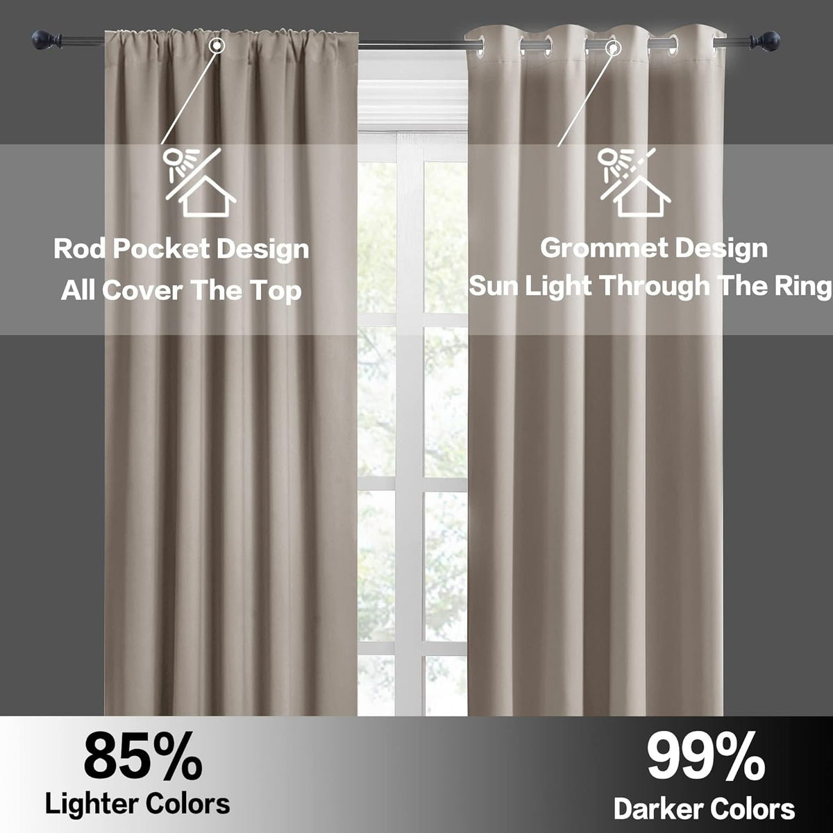RYB HOME Small Window Curtains for Kitchen, Thermal Insulated Privacy Shades Chic Home Decoration for Basement Bathroom Door Window, Width 42 x Length 54 inch, 2 Panels, Sand