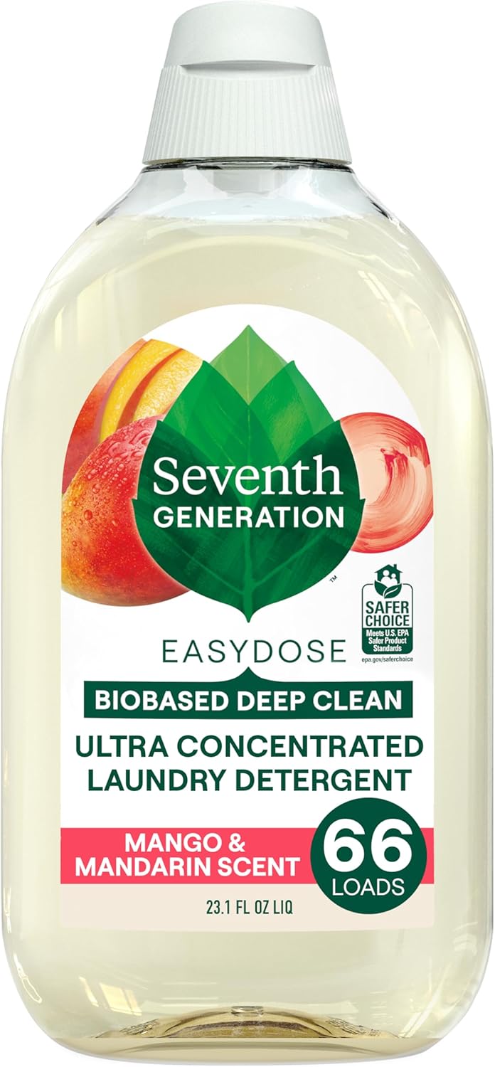 Seventh Generation EasyDose Laundry Detergent, Ultra Concentrated: 66 Loads, Mango & Mandarin Scent, 23.1 Fl Oz