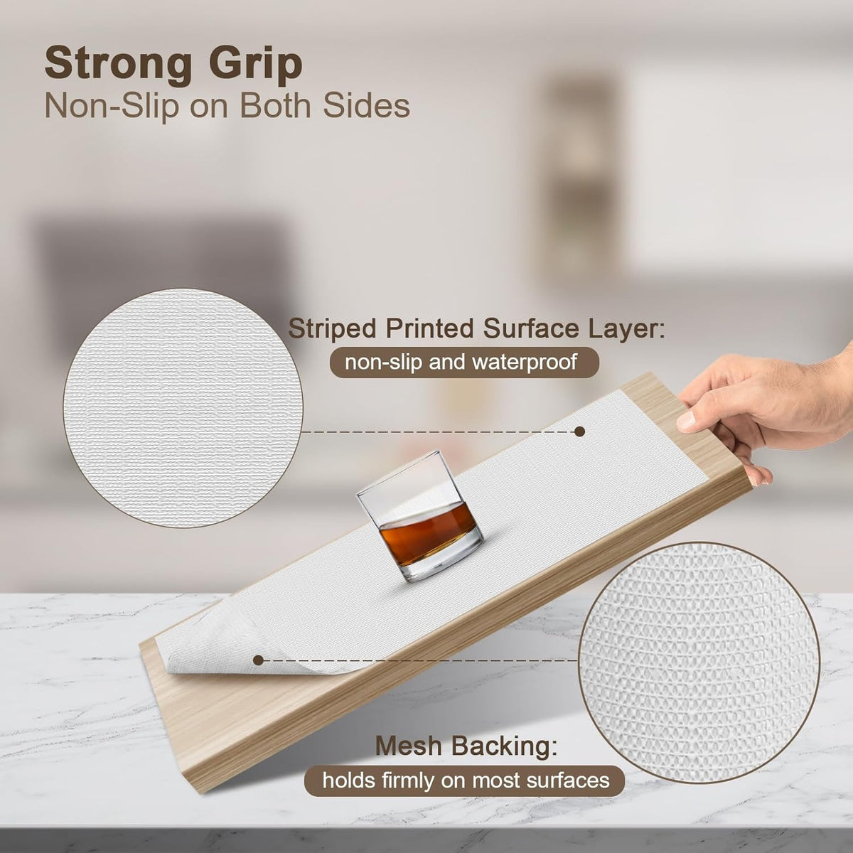 OcePor Non-Adhesive Drawer and Shelf Liner 17.5IN x 30FT，Non Slip Cabinet and Cupboard Liner, Kitchen Cabinet Liners for Shelves, Waterproof Drawer Shelf Liners for Cabinets/Bathroom Cupboard, White