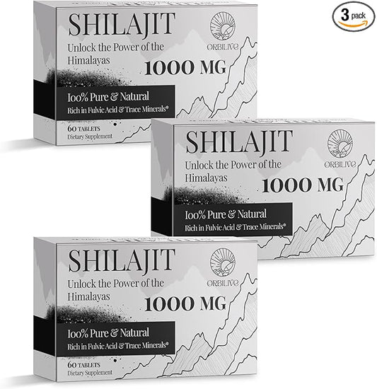 30,000 MG Shilajit Tablets, 100% Shilajit Pure Himalayan Organic, Shilajit for Men and Women Rich in Fulvic Acid & 85+ Trace Minerals, Shilajit Supplement for Energy & Immune System, 180 Count