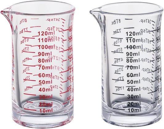 Ackers 4 Oz Glass Measuring Cup,Borosilicate Shot Glass with V-Shaped Spout(Pack of 2)