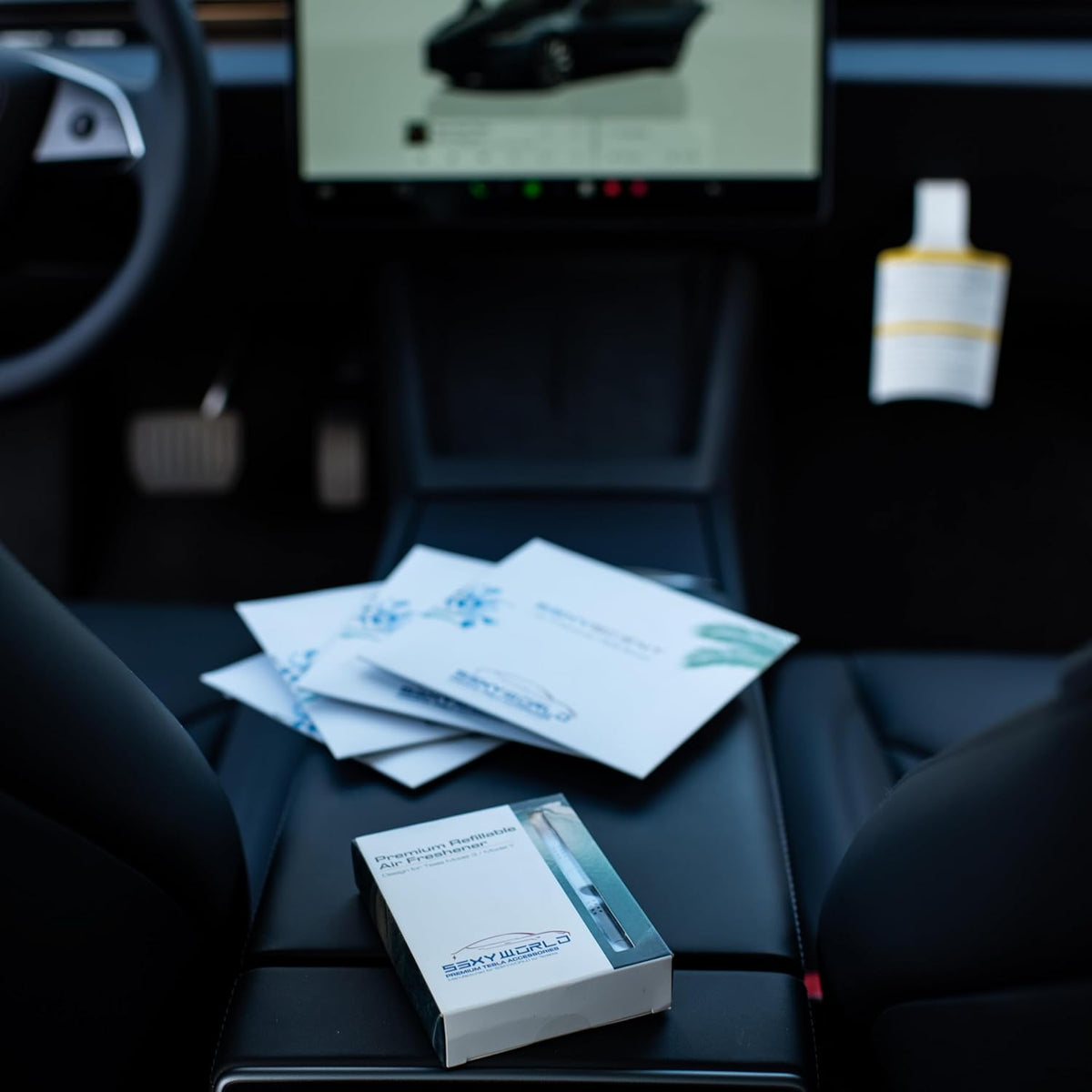 Tesla New Model 3 (Highland) and Model Y (Juniper) Air Freshener | Invisible Slim Design | Aromatherapy Scent | Auto Odor Eliminator | Must Have Tesla Accessories