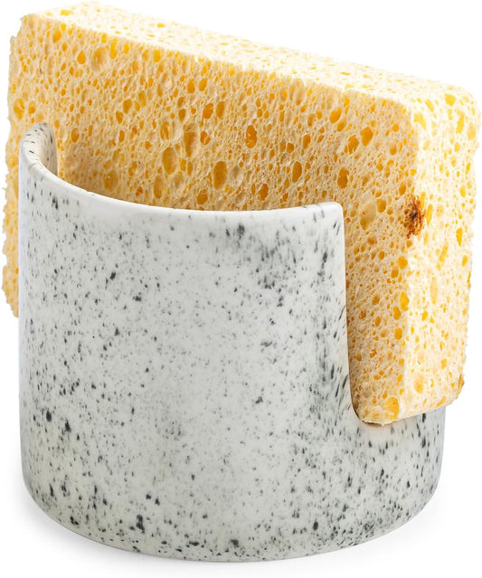 Kitchen Sink Sponge Holder, Dish Sponge Rack Ceramic Brush Holder Farmhouse Kitchen Dish Rack for Brush, Scrubbers, Bathroom, Sink, Speckled Glaze