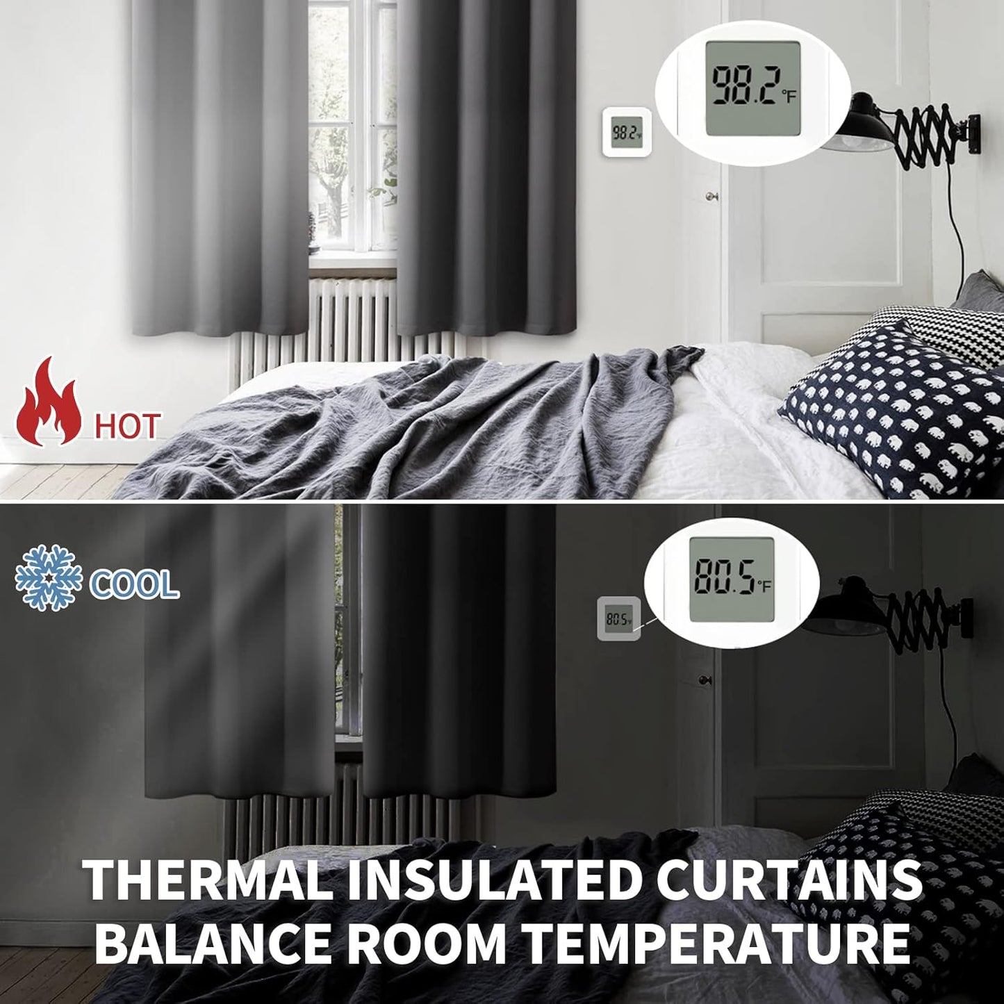 BGment Short Blackout Curtains 30 Inches Length for Window - Small Half Window Drapes with Rod Pocket Privacy for Kitchen Cafe Bathroom, Dark Grey, 2 Panels, 34 x 30 Inch