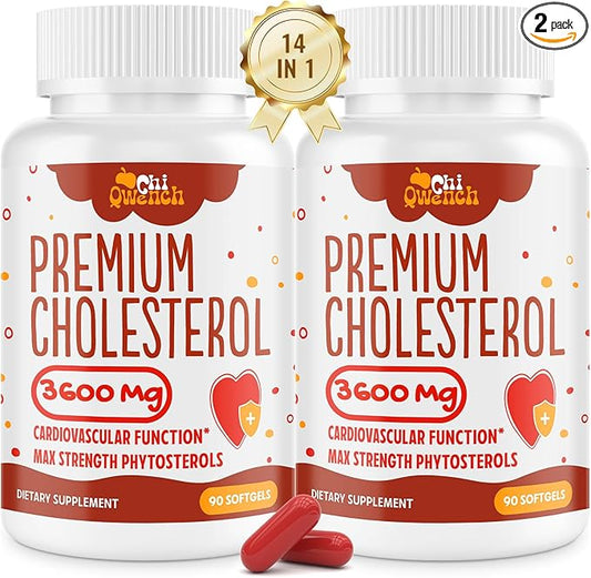 3600 MG Cholesterol Supplements with Plant Sterols, Niacin, Red Yeast Rice, Citrus Bergamot, Garlic, Cholesterol Supplement Support Normal Cholesterol Levels, 180 Softgels