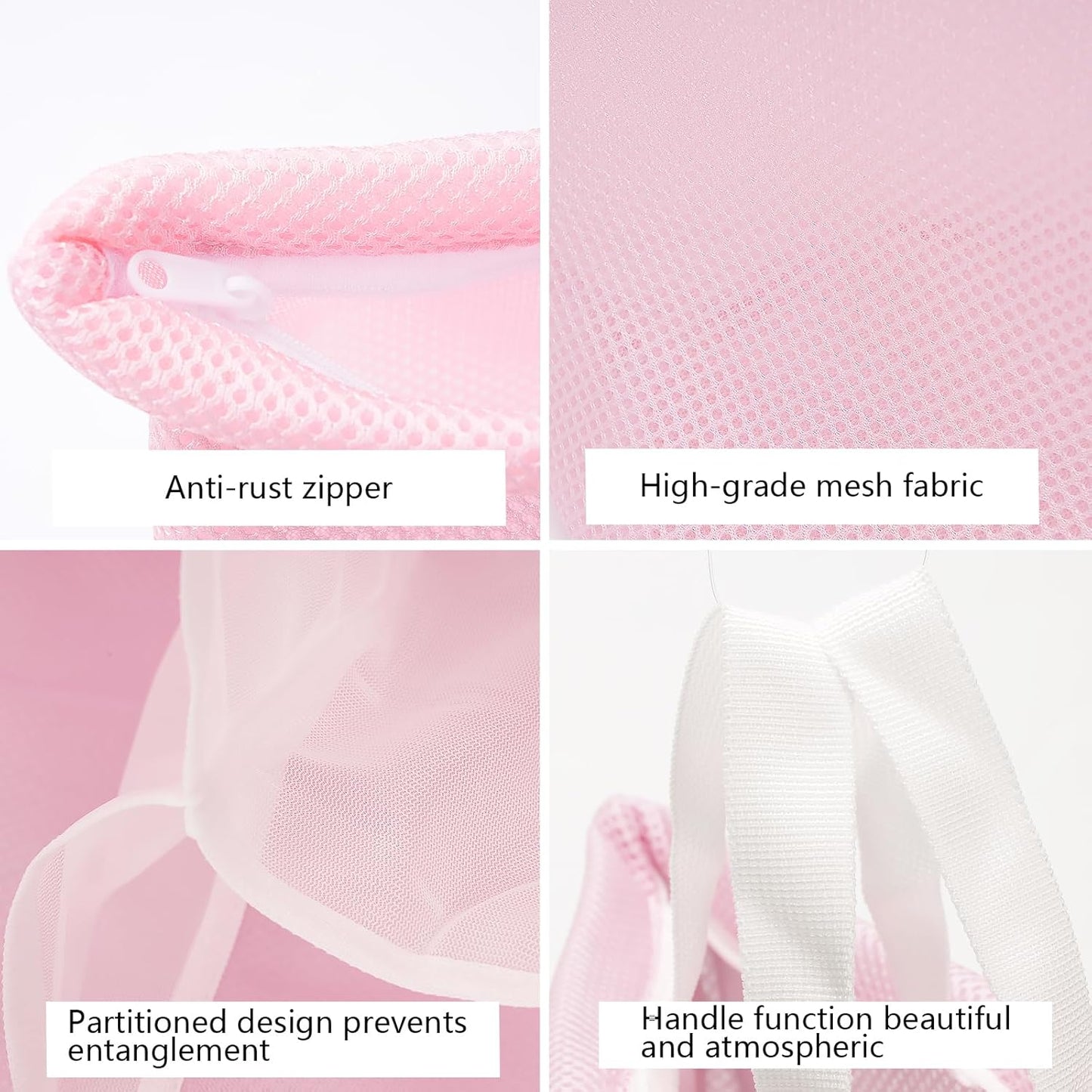 2 Pcs laundry bag with handles mesh laundry bags washing machine laundry totes travel storage and sorting bag for Clothes laundry bag for delicates(Pink2N)