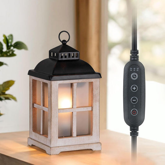 Wax Melt Warmer with Timer: Farmhouse Lantern Candle Warmer Electric Tart Burner with Lid for Scented Wax