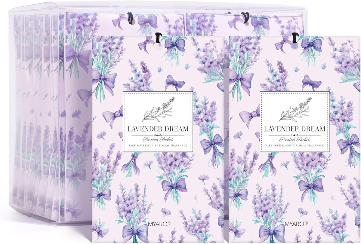 MYARO 20 Packs Fresh Lavender Sachets, Air Freshener for Drawer and Closet, Long-Lasting Sachets Bags Drawer deodorizers Fresh Scents, Home Fragrance for Lover