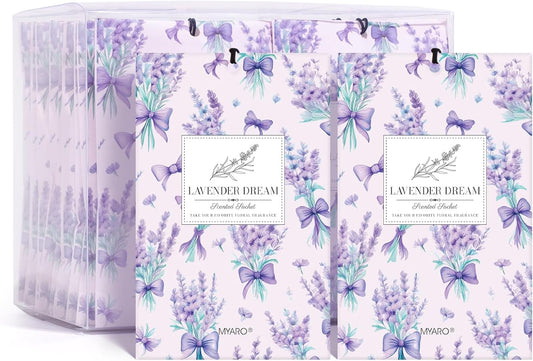 MYARO 20 Packs Fresh Lavender Sachets, Air Freshener for Drawer and Closet, Long-Lasting Sachets Bags Drawer deodorizers Fresh Scents, Home Fragrance for Lover