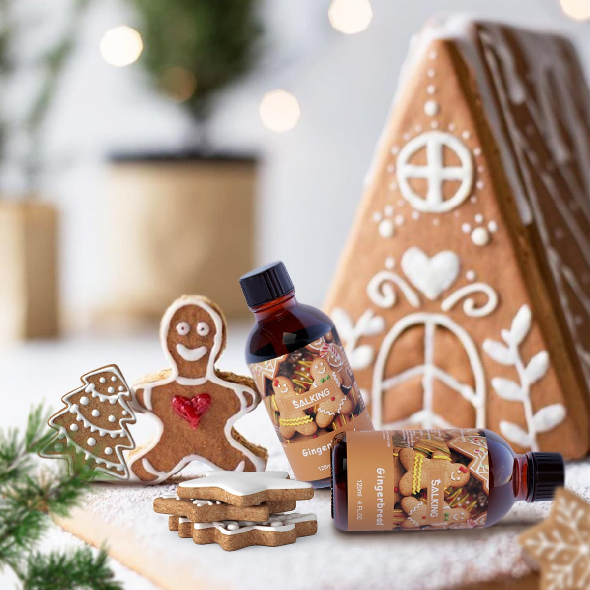 SALKING Gingerbread Fragrance Oil, 120ml (4 Fl Oz) Premium Essential Oils for Diffuser, Candle Scents for Candle Making, Soap Making Supplies, Diffuser Oil Scents, Gift for Her
