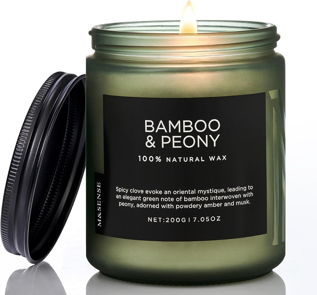 M&SENSE Bamboo Peony Spring Jar Candles for Home Scented Natural Organic Soy Candle Gifts for Women, 7.05oz 50 Hour Hours Burn Fresh Smelling Aromatherapy Gifts for Stress Relief