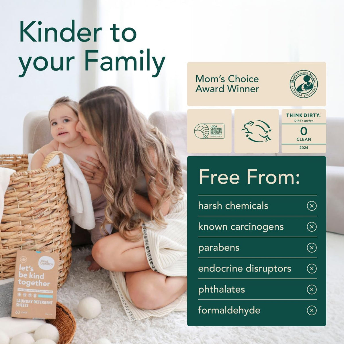 Kind Laundry Detergent Sheets with Stain-Fighting Enzymes - Plant Powered Eco-Friendly Laundry Soap Sheets - Home or Travel Laundry Detergent - Ocean Breeze, 18 Loads (Mom's Choice Award Winner)