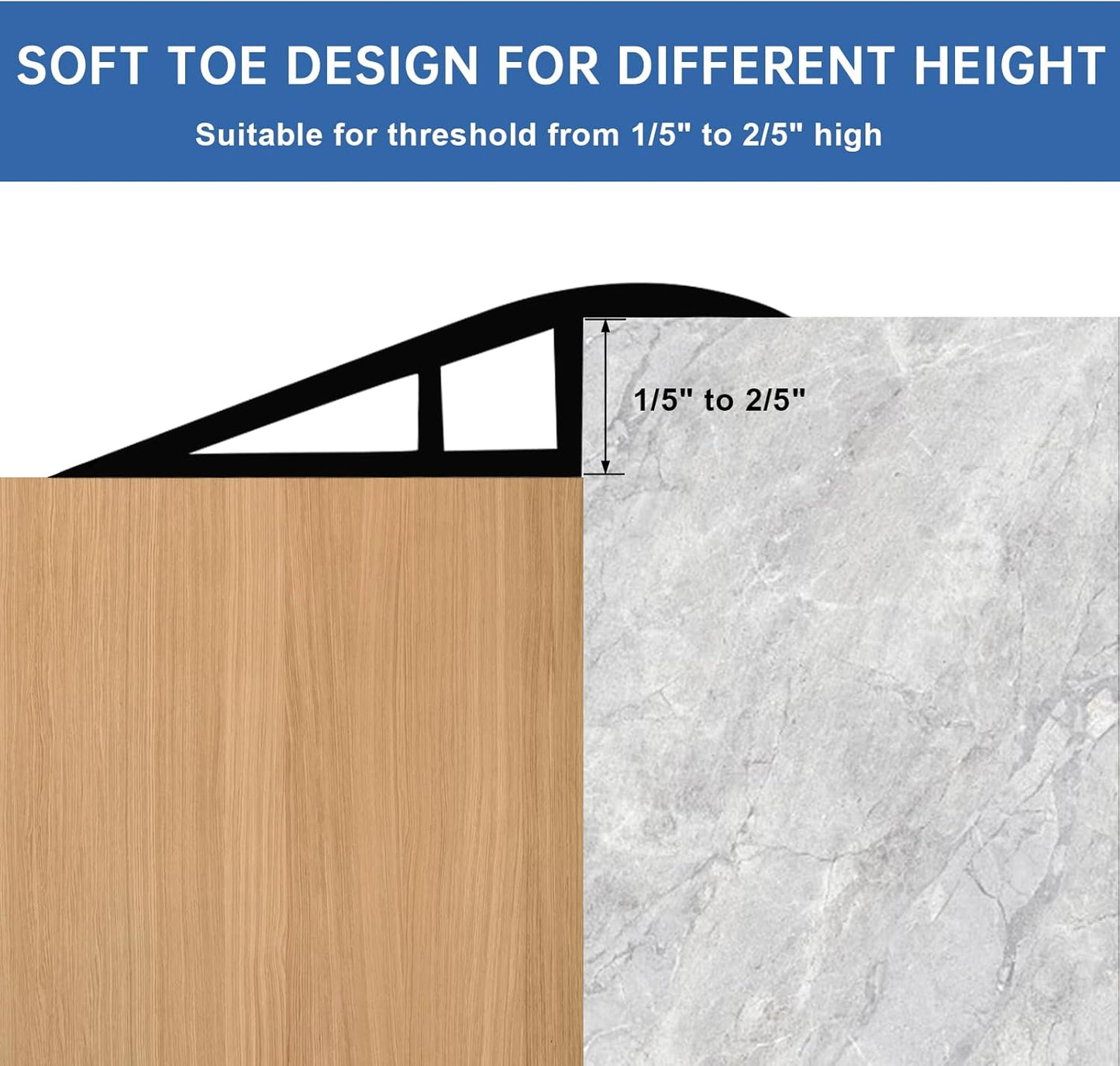 Vinyl Door Threshold Flooring Transition Strip Self Adhesive Carpet Edging Strip for Laminate Doorway Edge Threshold from 1/5" to 2/5" (Beige Wood Grain, 10 Ft)