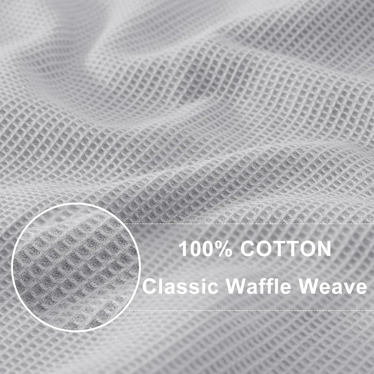 Homaxy 100% Cotton Waffle Weave Kitchen Towels - 6 Pack Soft and Absorbent Dish Towels - 16 x 26 Inches Quick Dry Hand Towels - Light Grey
