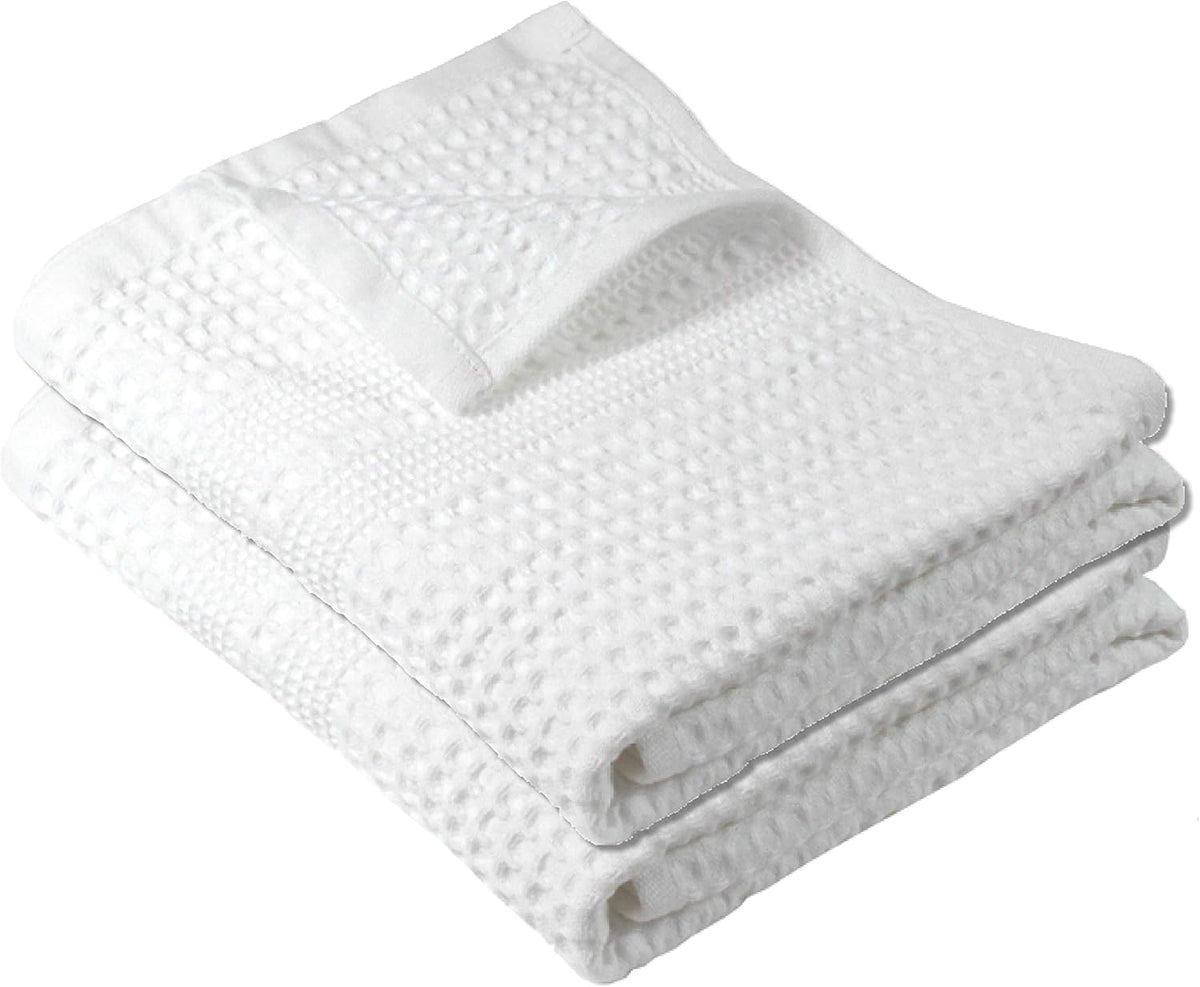 GILDEN TREE Waffle Hand Towels for Bathroom Quick Dry Towel Super Absorbent Thin 100% Cotton Hand Towels Lint Free, Hand Towels for Bathroom Set of 2, Classic Style (White)