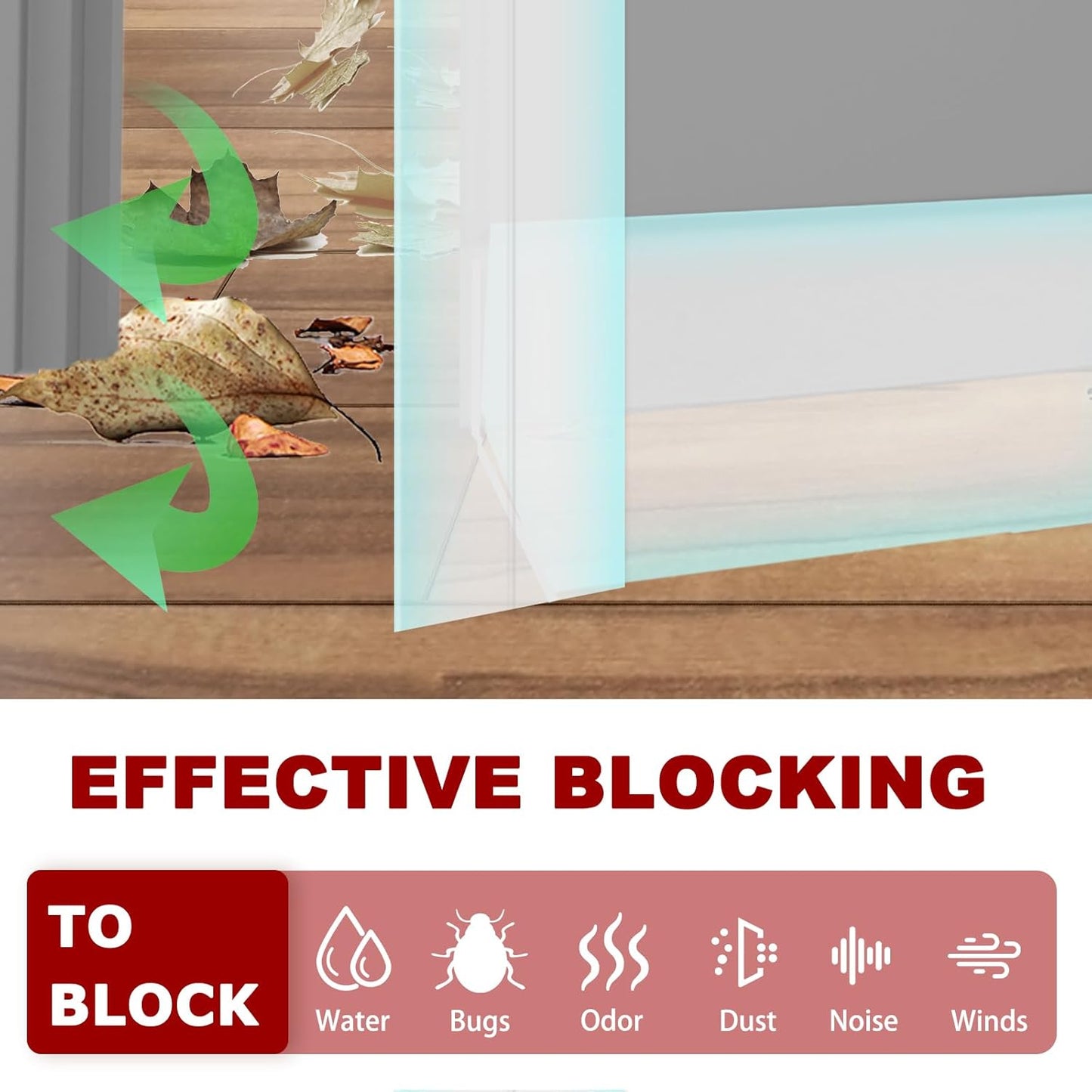 Weather Stripping Self Adhesive Door Draft Stopper Flexible Shower Door Bottom Seal Silicone Seal Strip for Sliding Glass Windows Side Gaps (Transparent, 2 Inch Wide x 20 Feet Long)