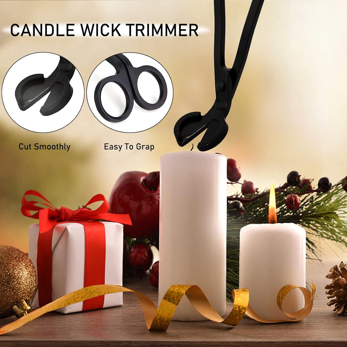 4IN1 Candle Accessory Set, Rechargeable Candle Lighter, Candle Wick Trimmer Cutter, Candle Snuffer & Candle Wick Dipper for Candle Lover Aromatherapy Gift, Stainless Steel Candle Care Kit
