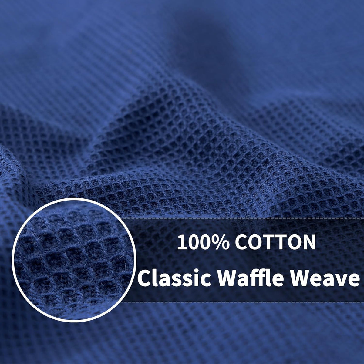 Homaxy 100% Cotton Waffle Weave Kitchen Towels - 4 Pack Soft and Absorbent Dish Towels - 16 x 26 Inches Quick Dry Hand Towels - Blue