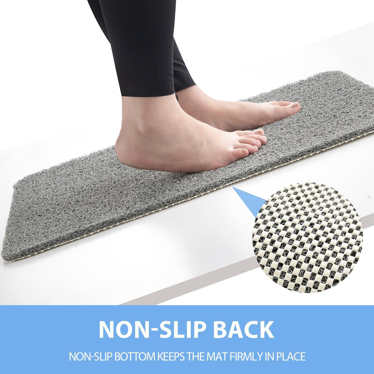 Non-Slip Bathtub Mat, Anti Slip Shower Mat, Fast Drying Bathtub Mats, Foot Scrubber Mat, Anti Slip Mat for Tub, Floor, Bathroom, Kitchen, Home, Hotel (Grey 36"×24")