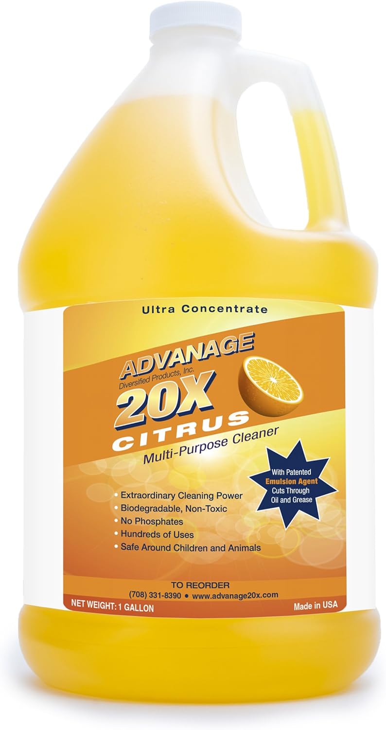 All Purpose Cleaner Concentrate - Advanage 20X The Wonder Cleaner Citrus for All Surfaces Around Bathroom, Kitchen, Oil and Grease | Multi Purpose Cleaner for Household Cleaning Solution | 128 Fl Oz