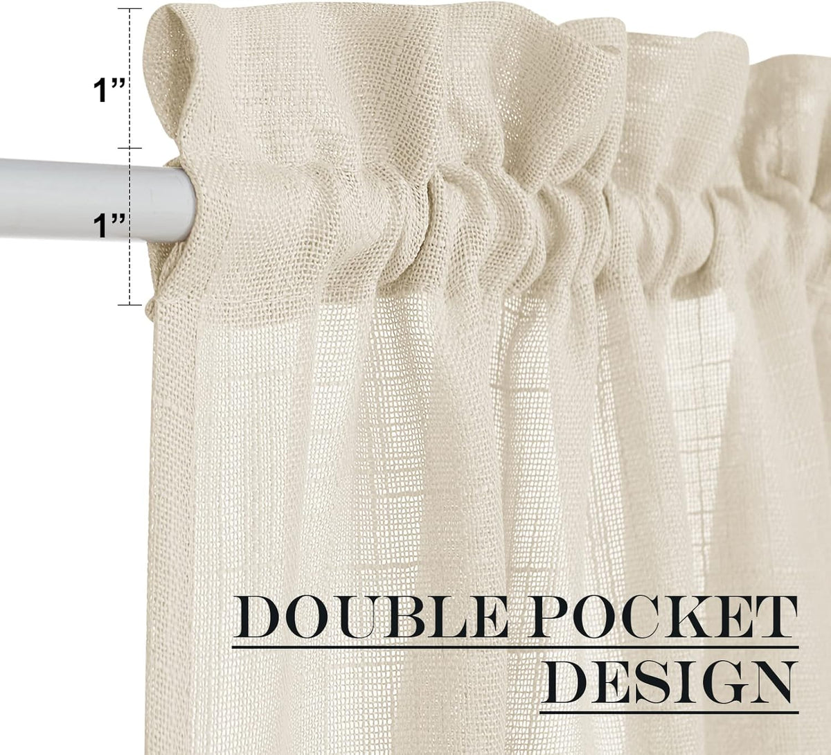NICETOWN Door Panel Curtains Faux Linen French Curtain Window Curtain Semi Sheer Covering Privacy for Temporary Front Glass Door, Window 1 Panel, 36" W by 80" L, Light Grey