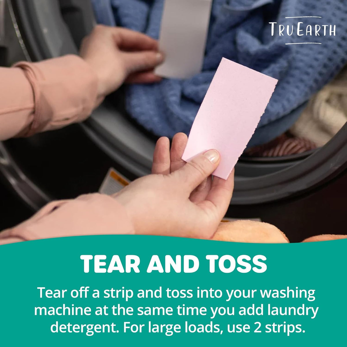 Tru Earth Fabric Softener Strips for Washing Machine, Alternative to Fabric Softener Liquid and Pods, Unscented Fragrance Free, Up to 64 Loads Per 32-Count