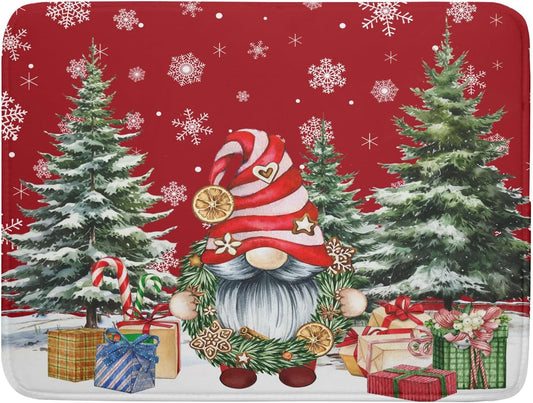 Christmas Gnome Dish Drying Mats for Kitchen Counter Christmas Gnomes Snowflakes Absorbent Microfiber Dishes Drying Pad Xmas Kitchen Drying Mat Drying Rack Mat Kitchen Accessories 16"x18"