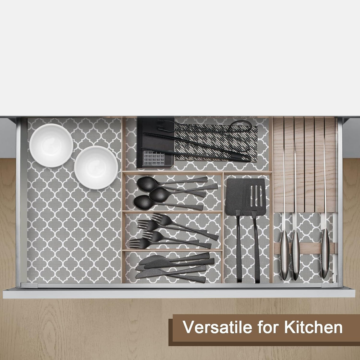 OcePor Non-Adhesive Drawer and Shelf Liner 24IN x 20FT，Non Slip Cabinet and Cupboard Liner, Kitchen Cabinet Liners for Shelves, Waterproof Drawer Shelf Liners for Cabinets/Bathroom Cupboard