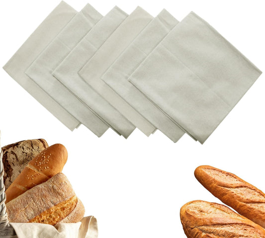 WHITEWRAP Unbleached Flour Sack Towels for Bread Proofing – Thick Cotton Baking Cloth for Baguettes, Ciabatta & Pastries – Reusable 28"x28" Towels, Set of 6