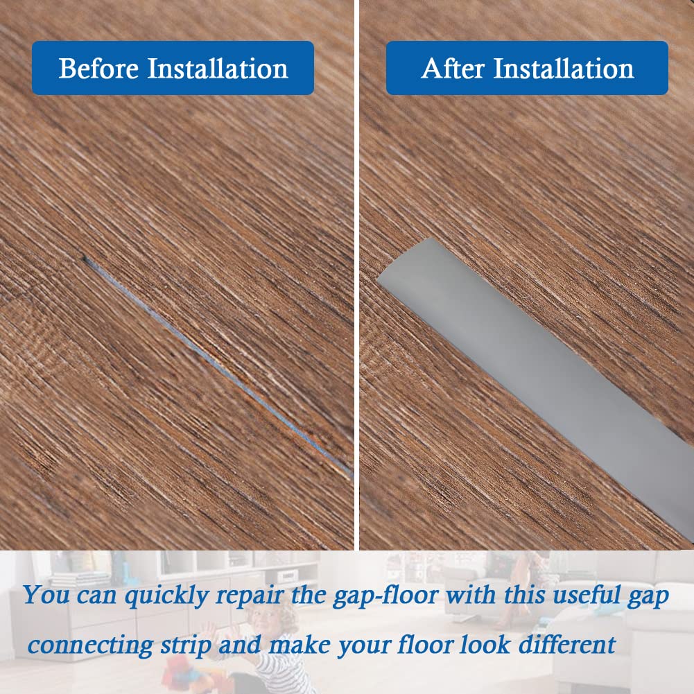 Floor Transition Strip Self Adhesive Floor Cover Strips Laminate 3" Wide Vinyl Flat Divider Transitions (7.5cm, 6.56Ft, Gray)