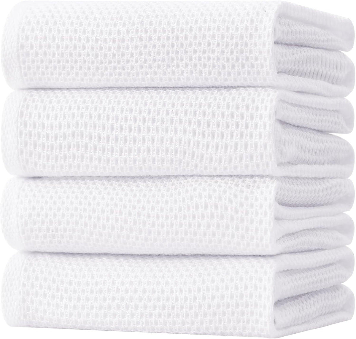 Homaxy 100% Cotton Oversized Waffle Weave Kitchen Dish Towels, Ultra Soft Absorbent Quick Drying Cleaning Towel, 20 x 28 Inches, 4-Pack, White