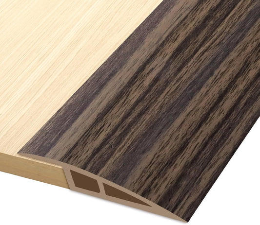 Vinyl Door Threshold Flooring Transition Strip Self Adhesive Carpet Edging Strip for Laminate Doorway Edge Threshold from 3/5" to 4/5" (Grayish Brown Wood Grain, 3.3 Ft)
