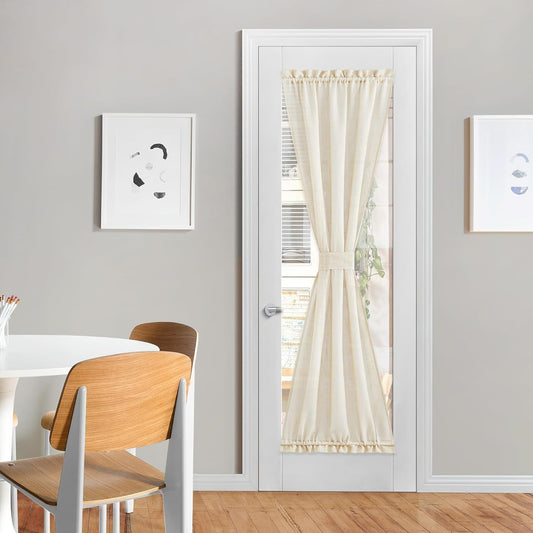 NICETOWN Beige Sidelight Door Curtain 72 Inches Long for Side Light Windows Linen Textured Farmhouse French Door Shade with Tie Back for Kitchen Closet Glass, 26 x 72 Inch Length, 1 Panel
