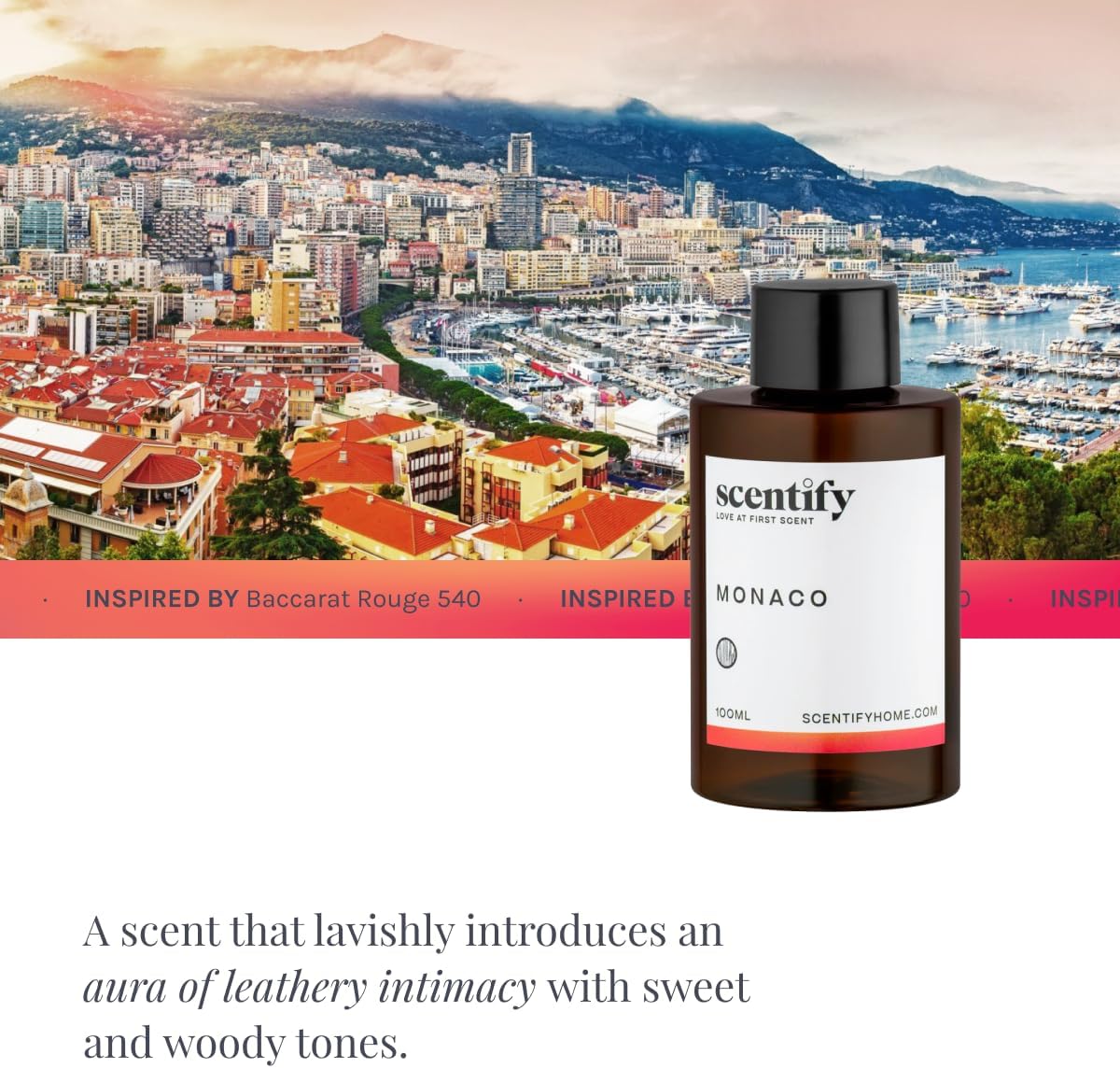 Scentify Monaco Aroma Oil Refill Scent for Oil Diffusers - Saffron, Jasmine, Amber, Cedar Scents - Luxurious Relaxing Aromatherapy Diffuser Fragrance 100ml, 3.38 oz