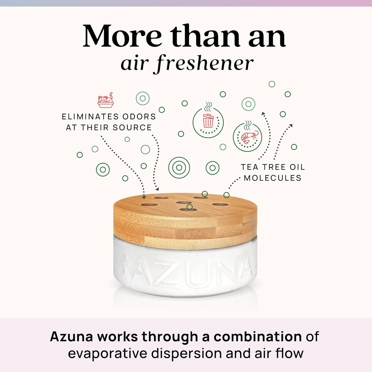 Azuna Air Freshener & Odor Eliminator for Strong Odor | 2 Room Kit Includes (2) 8 oz. Empty Luxe Glass Jars & 12 oz | Refill with Tea Tree Essential Oil Gel | Aromatherapy | Last 60-90 Days