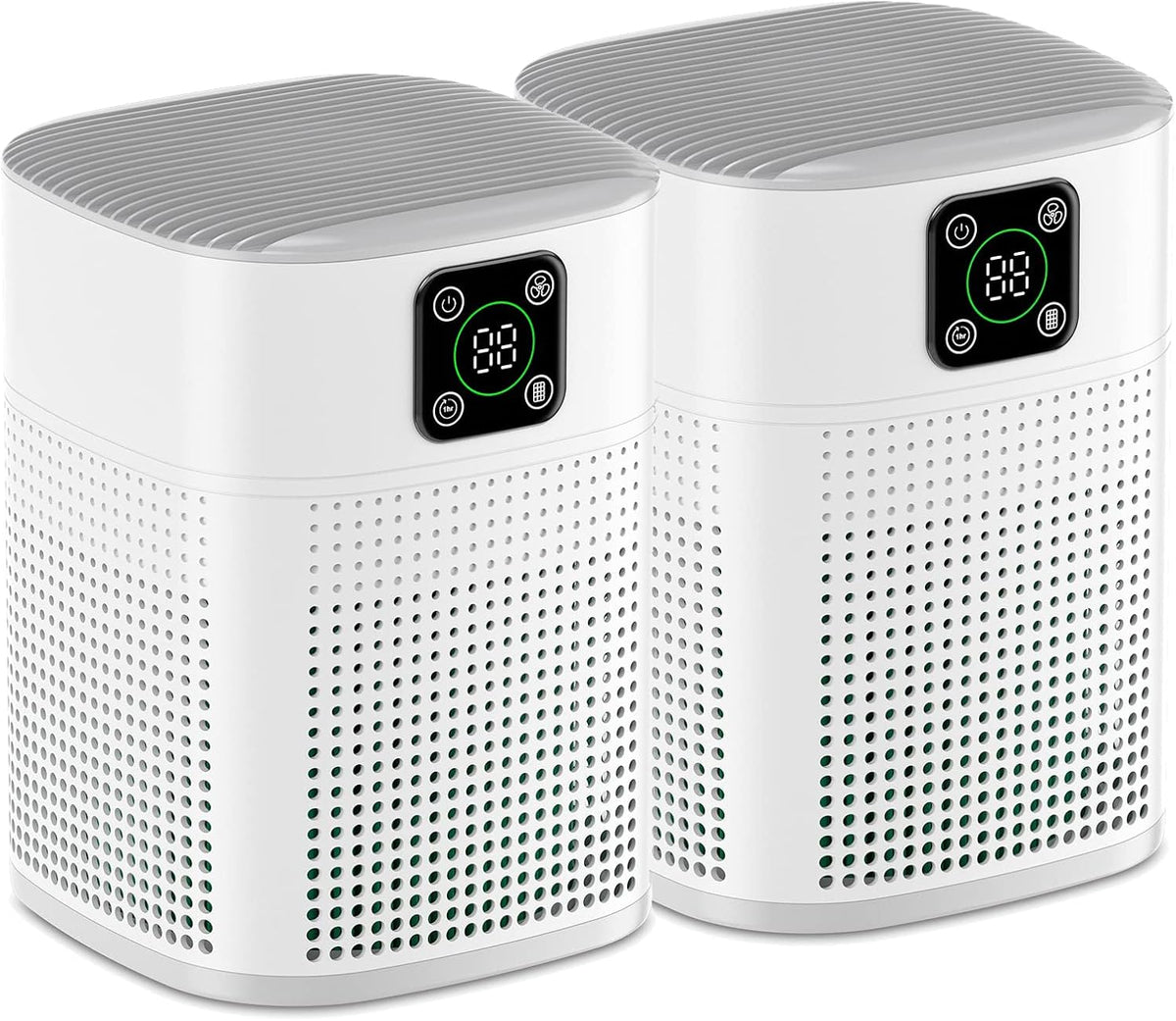 2 Pack Air Purifiers for Home Bedroom up to 650ft², Honeyuan H13 HEPA Air purifier with 360°Air Intake, 3 Fan Speeds, White