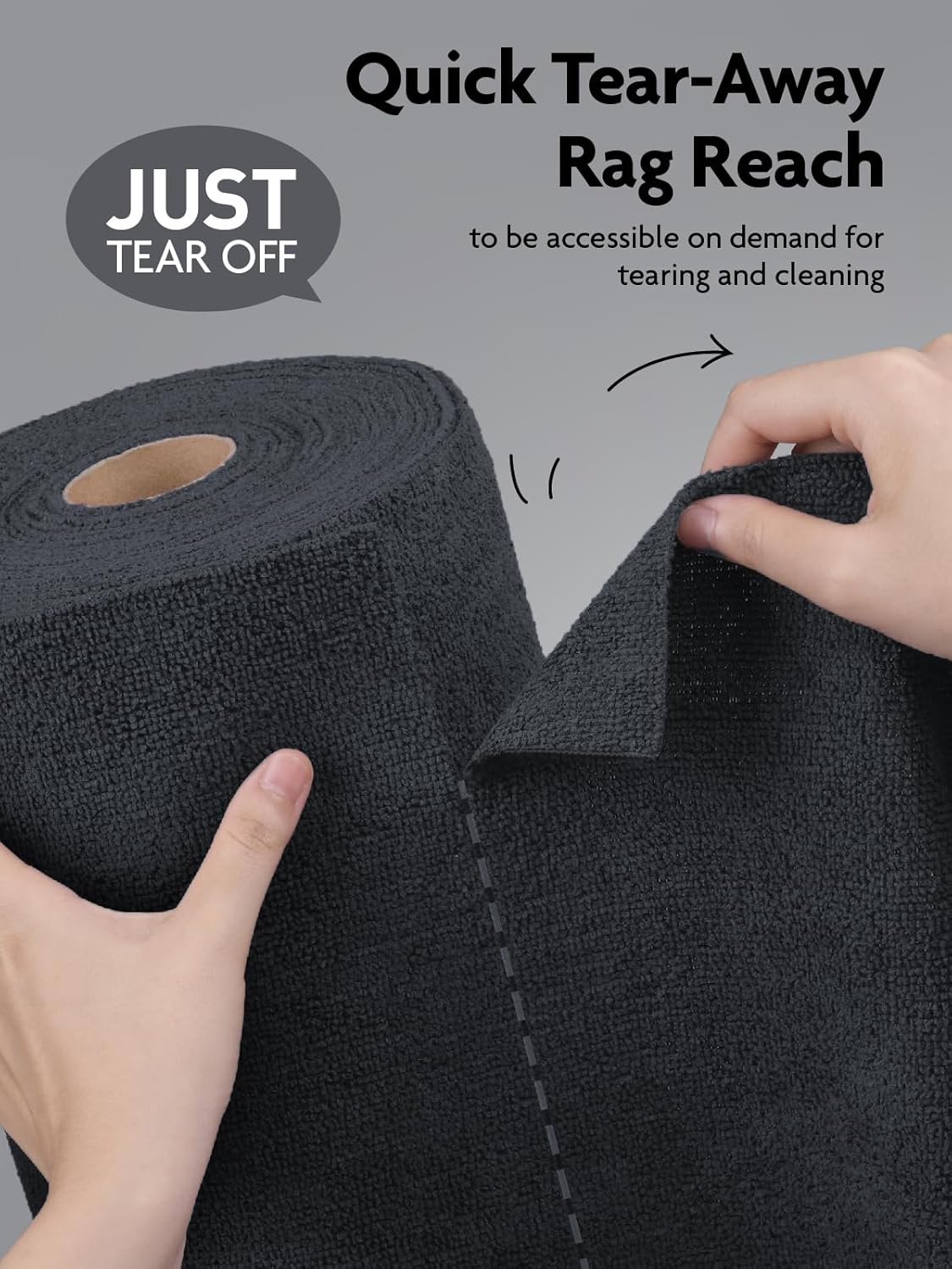 Fantasticlean Microfiber Cleaning Cloth Roll -75 Pack, Tear Away Microfiber Towels, 12" x 12", Reusable, Washable, Scratch Free, Ultra Absorbent for Car, Home Supplies (DimGray)