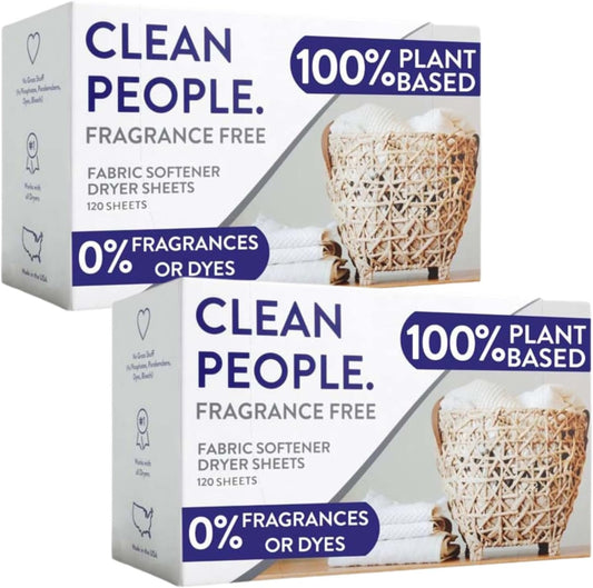The Clean People Fabric Softener Sheets - Dryer Sheets - Softens & Removes Static Cling - Vegan Laundry Softener, Essential Oils - Fragrance Free 240 Pack