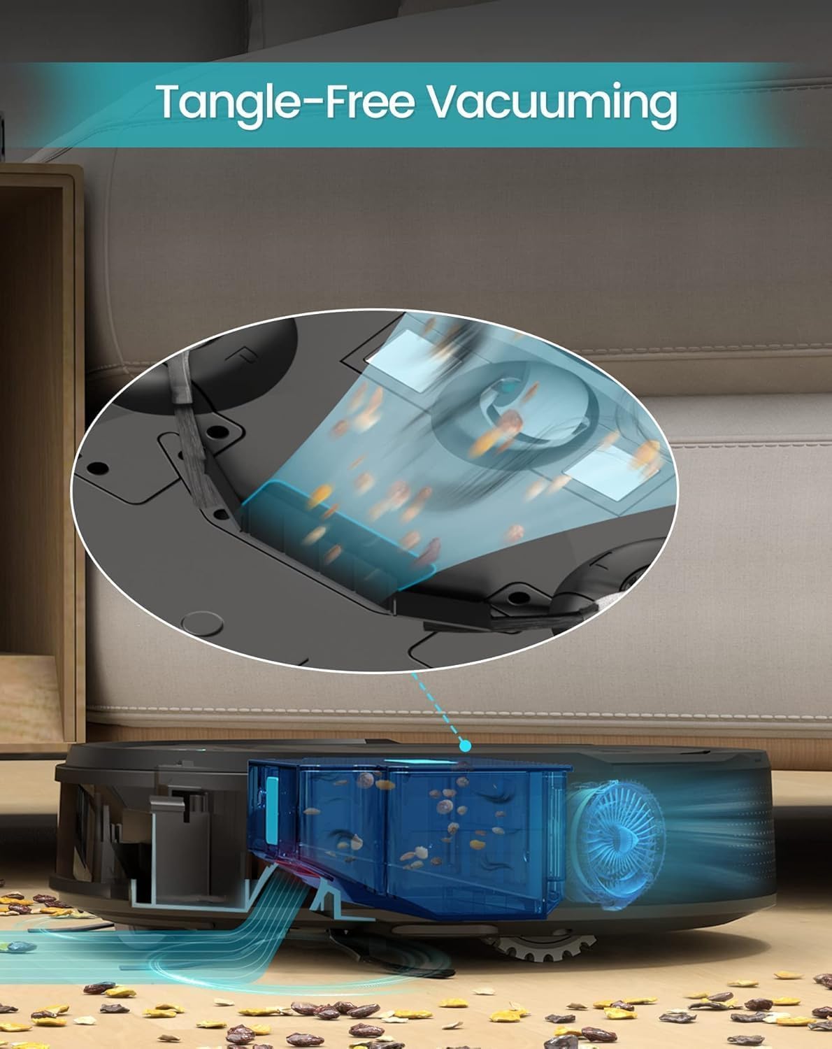 Lefant Robot Vacuum Cleaner, 120 Mins Runtime, Compact Design, Low Noise, Powerful Suction, Wi-Fi/App/Voice Control, Self-Charging, Scheduled Cleaning, Ideal for Pet Hair and Hard Floors, M210 Black