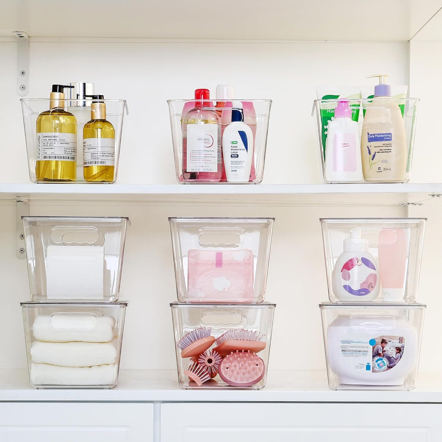 Vtopmart 8 Pack Clear Stackable Storage Bins with Lids, Large Plastic Containers with Handle for Pantry Organization and Storage,Perfect for Kitchen, Fridge, Cabinet, Bathroom Organizer
