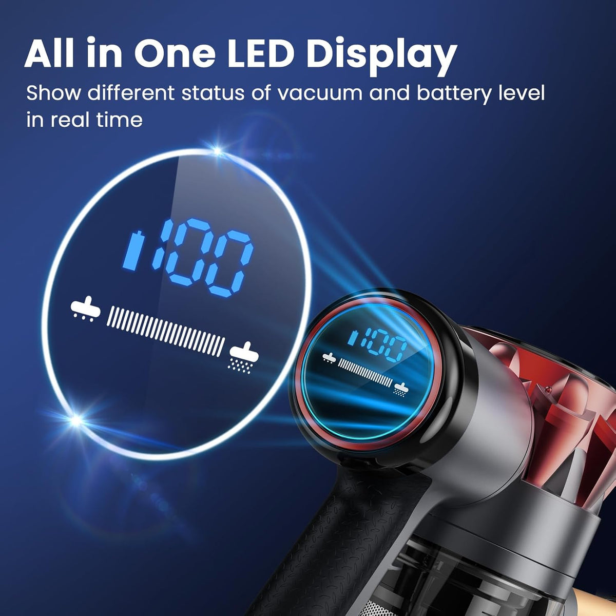 S3P Cordless Vacuum Cleaner, 45kPa Powerful Vacuum Cleaners for Home, 55-Min Runtime Rechargeable Stick Vacuum, Self-Standing, for Pet Hair Carpet Hard Floor, LED Display