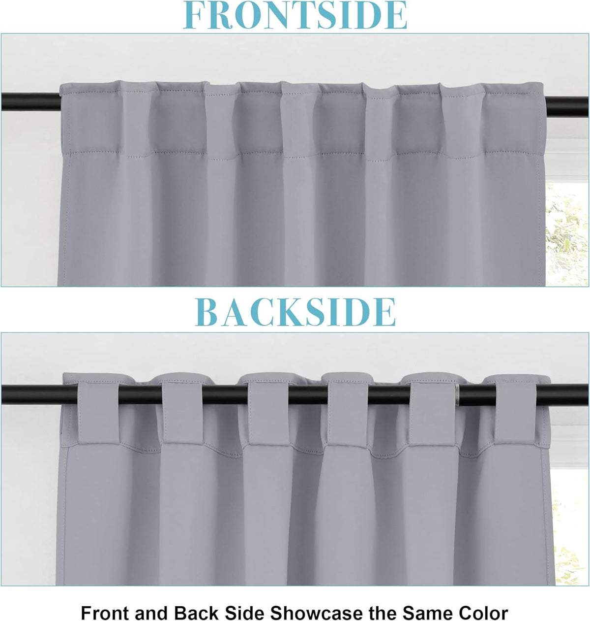 RYB HOME Small Window Curtains Blackout, Privacy Thermal Insulating Drapes for Bedroom Bathroom Basement Cafe Classroom Window Decor, W 34 x L 45 inches, Silver Grey, 2 Panels