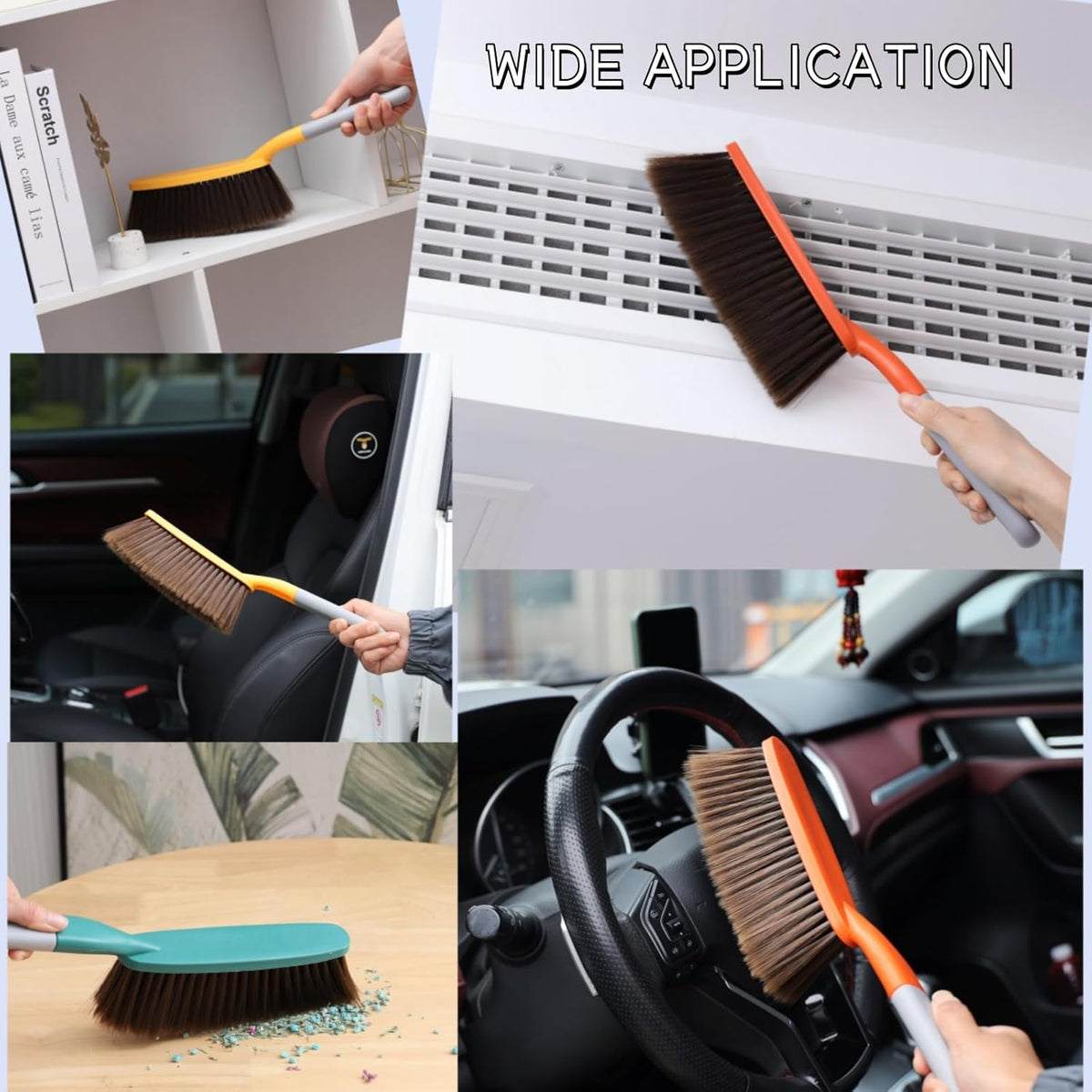 1 Pack 15" Soft Bristle Hand Broom, Counter & Couch Brush, Dusting & Hair Remover