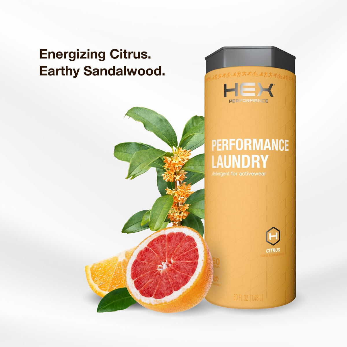 HEX Performance Laundry Detergent, Citrus, 100 Loads (Pack of 2) - Designed for Activewear, Eco-Friendly, Concentrated Formula