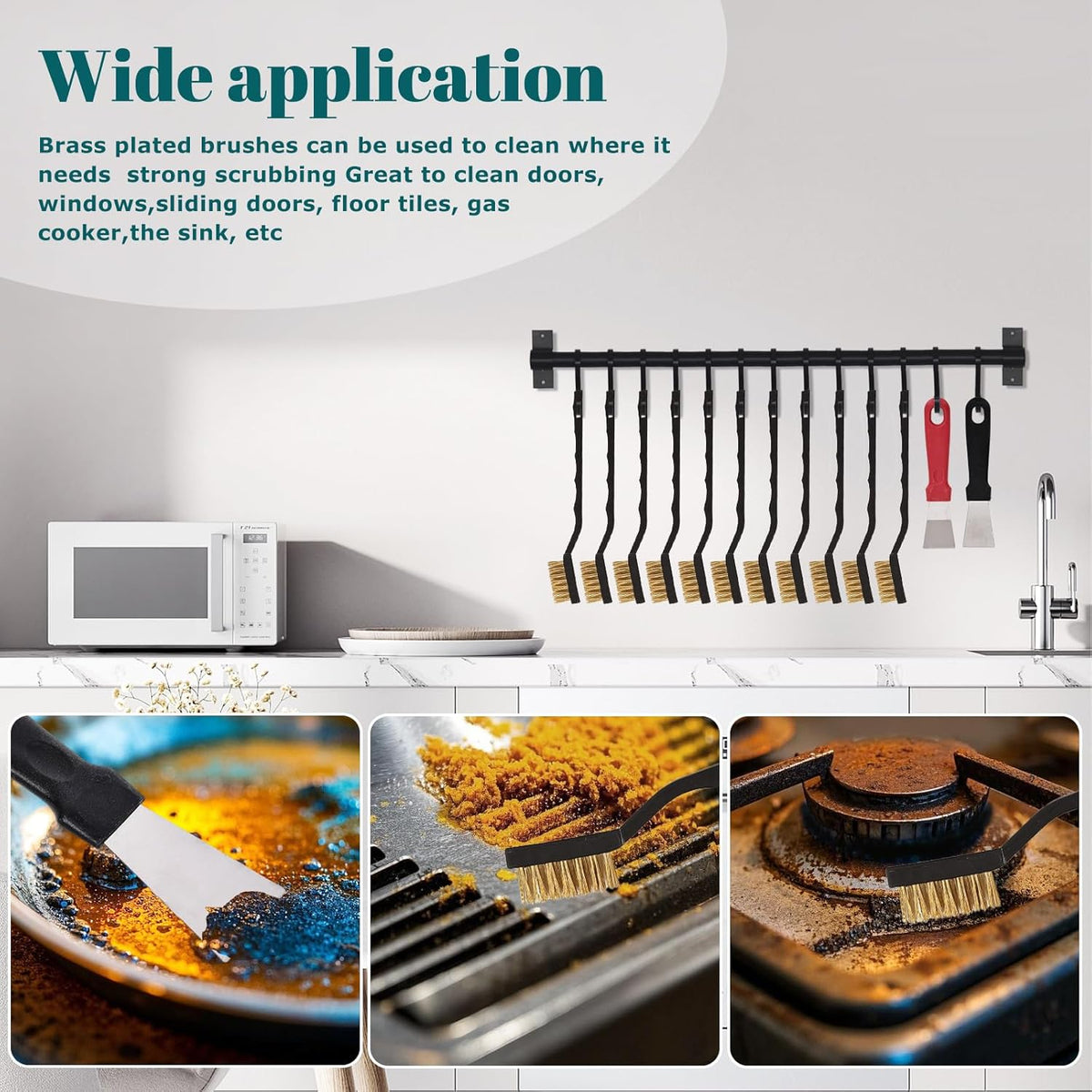 40 Pcs Mini Wire Brush Brass Brush Set, Curved Handle Masonry Brush Wire Brush for Cleaning Welding Slag and Rust